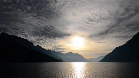 Alpine mountain lake at sunset. Stock Footage 75078233