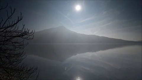 Alpine mountain lake at sunset. Video stock 75078243