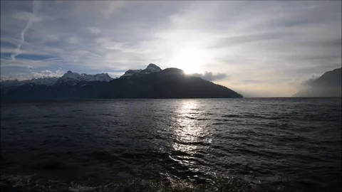 Alpine mountain lake at sunset. Stock Footage 75078259