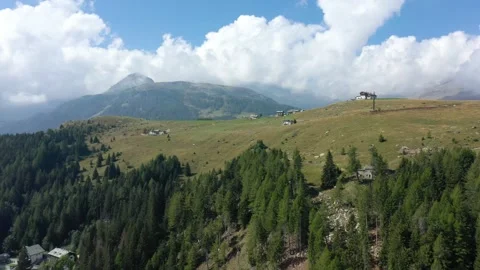 Alpine Mountain Meadow: Aerial View of High Elevation Area Stock Footage 308450984
