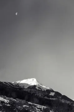 Alpine mountain with moon Stock Photos