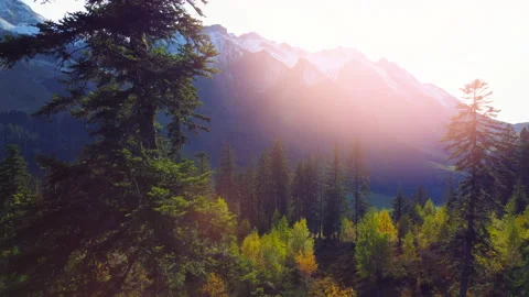 Alpine Mountain Panoramic Scenery View Stock Footage 229850429