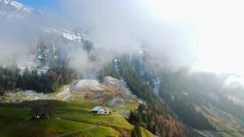 Alpine Mountain Panoramic Scenery View Stock Footage 229853076