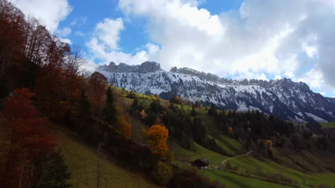 Alpine Mountain Panoramic Scenery View Stock Footage 229875411