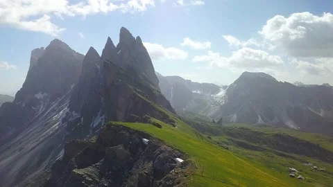 Alpine mountain peak seceda dolomites south tyrol sunny day Stock Footage 168578732