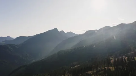 Alpine mountain ranges at sunset Stock Footage 123106923