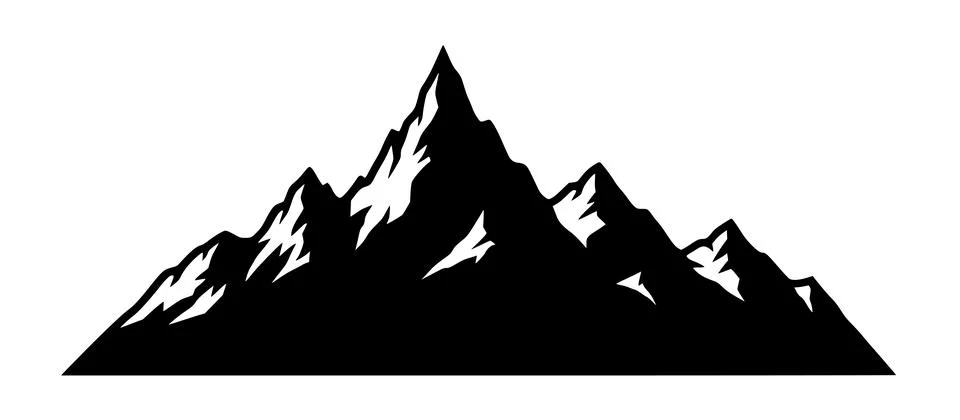Alpine mountain skyline silhouette isolated vector background Stockillustratie