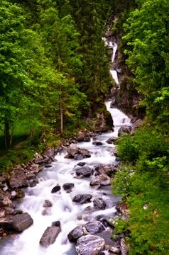 Alpine Mountain Stream 스톡 사진