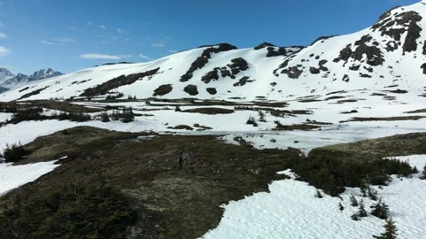 Alpine Mountain Terrain with Snow, Drone View Stock Footage 289557618