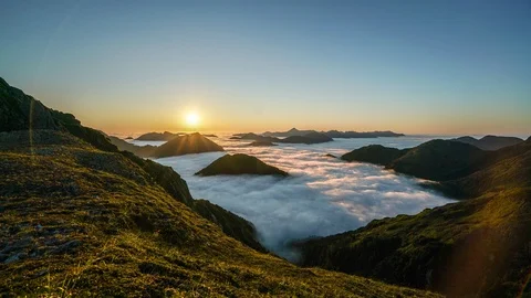 Alpine Mountains Inversion Timelapse Sunrise Stock Footage 94008465