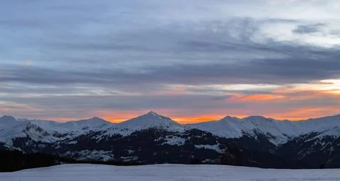 Alpine mountains, Mountain sunset Stock Photos