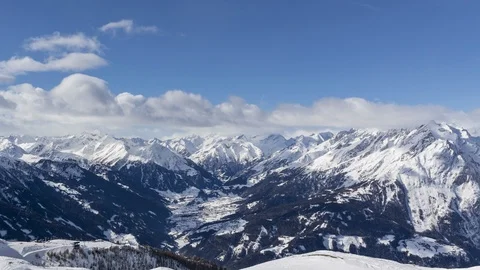 Alpine mountains in winter time lapse Stock Footage 104522448