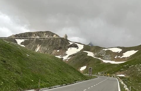 Alpine Pass Road Snow Stock Photos