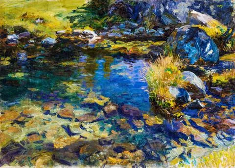 Alpine Pool (1907) by John Singer Sargent. Stock Illustration