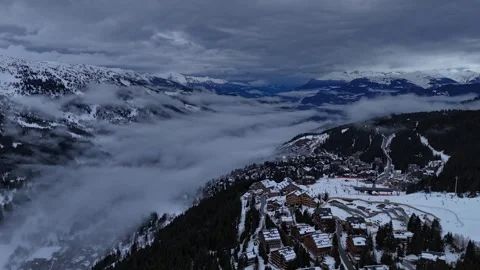 Alpine Resort Above Clouds Hyperlapse 4K Stock Footage 335660983