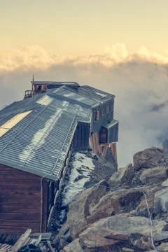 Alpine resort at sunset. Stock Photos