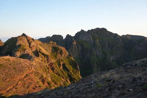 Alpine Rock Formations on PR1 Trail, Pico do Arieiro Foto stock