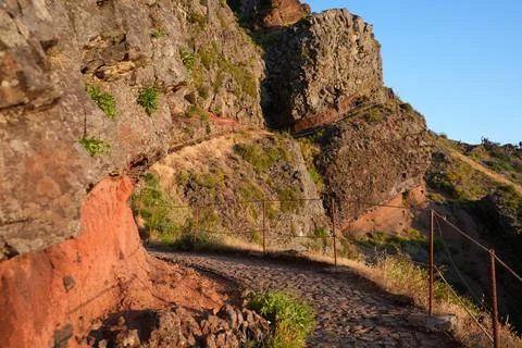 Alpine Rock Formations on PR1 Trail, Pico do Arieiro Foto stock