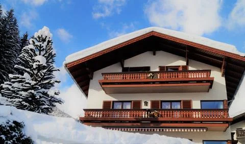 Alpine ski chalet Stock Photos