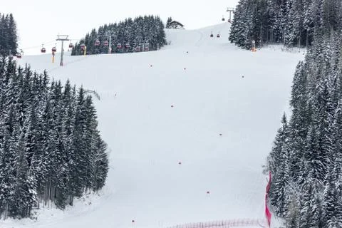 Alpine ski racing course Stock Photos