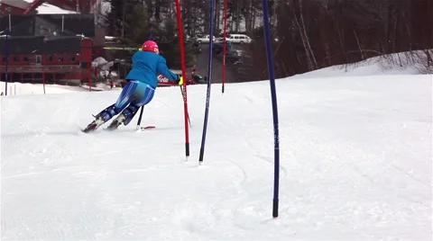 Alpine Ski Racing-SL Flush Stock Footage 42395072