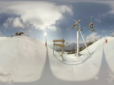 Alpine ski resort in a winter sunny day. Stock Footage 77966910