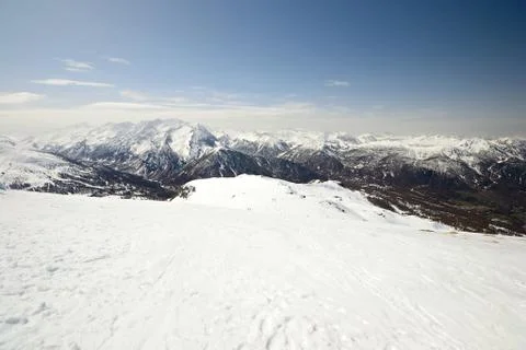 Alpine ski slope Stock Photos