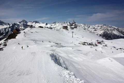 Alpine ski slopes Stock Photos