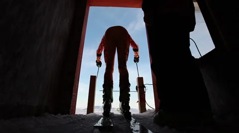 Alpine Ski Start Stock Footage 42394549