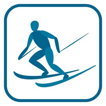Alpine skier emblem. Illustrazione stock