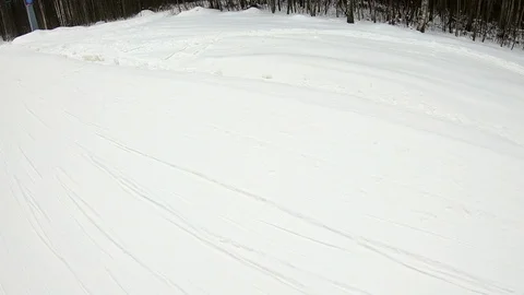 Alpine skier rises on the elevator on mountain Stock Footage 87711184
