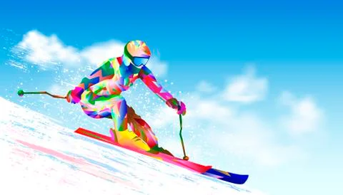 Alpine skiing athlete Stock Illustration