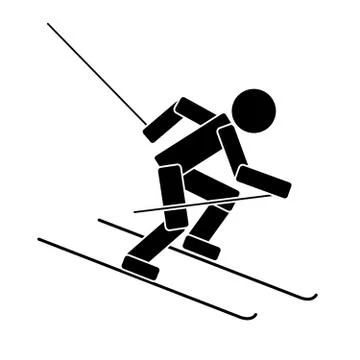 Alpine skiing. Flat icon Stock Illustration