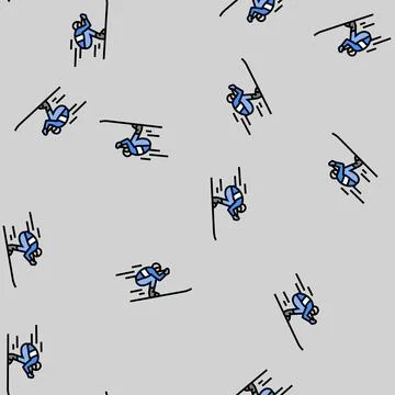 Alpine skiing winter sport vector seamless pattern 스톡 일러스트