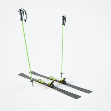 Alpine skis with poles on a white background Stock Illustration