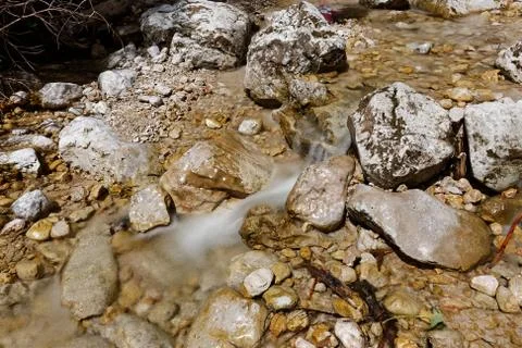 Alpine Stream, Long Exposure 库存照片