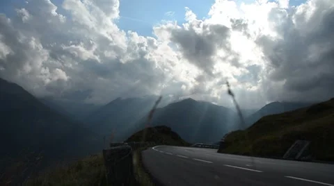 Alpine street  timelapse with god rays Stock Footage 8665814
