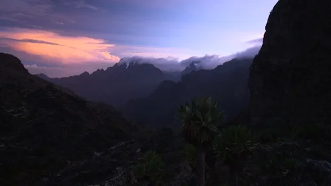 Alpine sunset with camera pan over landscape Stock Footage 119349012