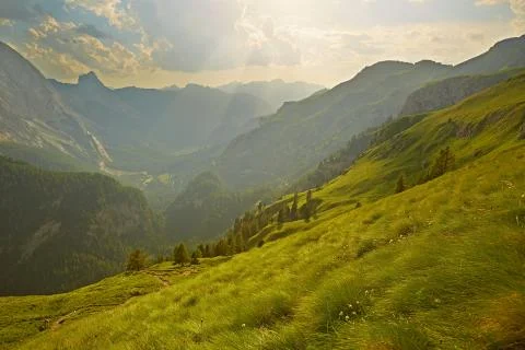 Alpine Sunset Falre Stock Photos
