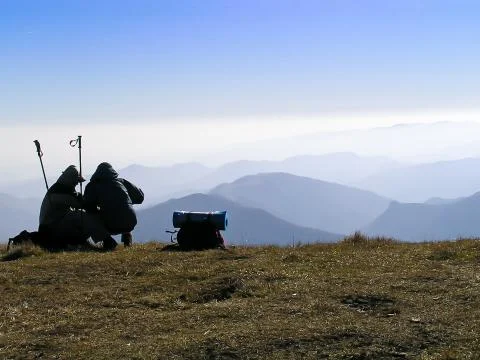 Alpine tourists Stock Photos