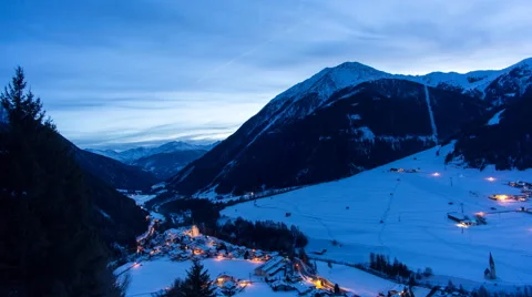 Alpine valley day to night time lapse Stock Footage 64958236