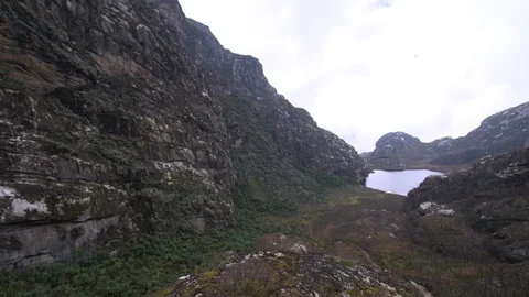 Alpine valley including lake Stock Footage 119348094