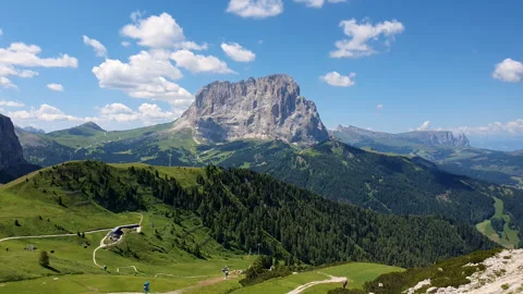 Alpine valley view. Val Gardena, Gröden, Italy. Stock Footage 270424406