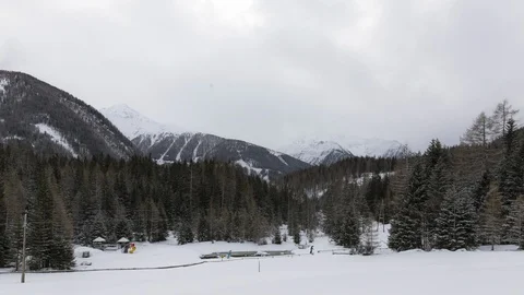 Alpine Valley in winter time lapse Stock Footage 125958862