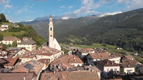 Alpine village seen from drone Stock Footage 112332507