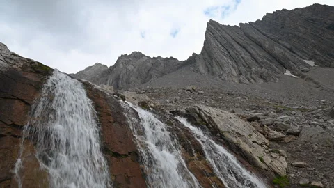 Alpine Waterfall, Ptarmigan Cirque Trail, Alberta, Canada Stock Footage 284964393