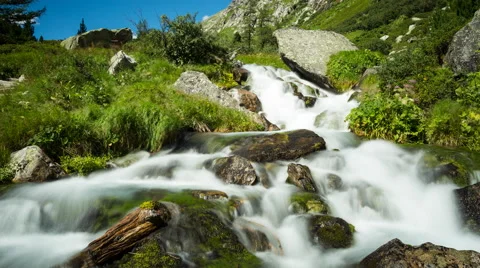 Alpine Waterfall Time Lapse Stock Footage 68907745