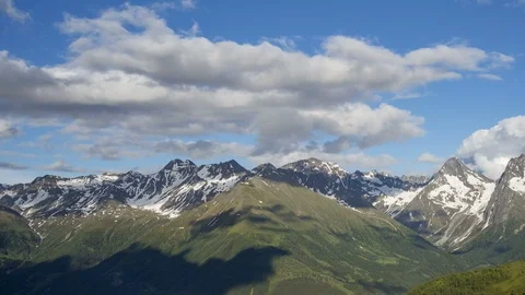 Alpine weather panning time lapse: Schober mountain range Stockbeeldmateriaal 122449077