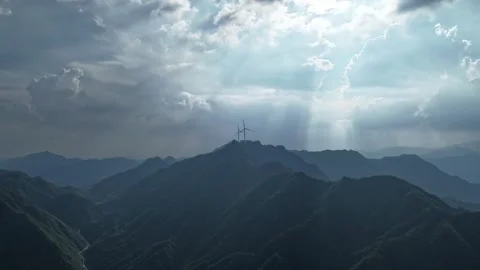 Alpine Wind Power Cloud Delayed Jesus Light Tyndall Light Stock Footage 282240437