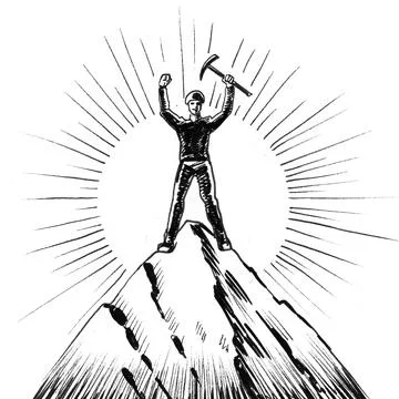 Alpinist on the mountain Illustrazione stock
